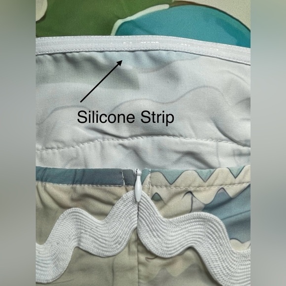 Casual Ribbon Trim Tile Print Tuscany Floral Strapless Bohemian Dress - Picture 9 of 13